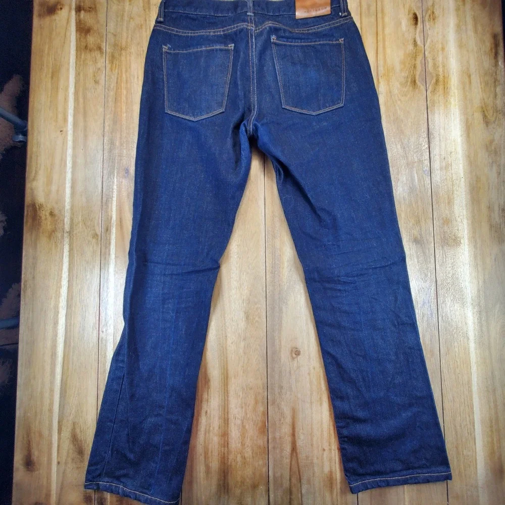 Mott & Bow Straight Jeans Mens 32x32 Dark Indigo 100% Cotton Rigid Denim MB001